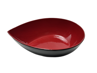 Lackschale rot schwarz in Tropfenform